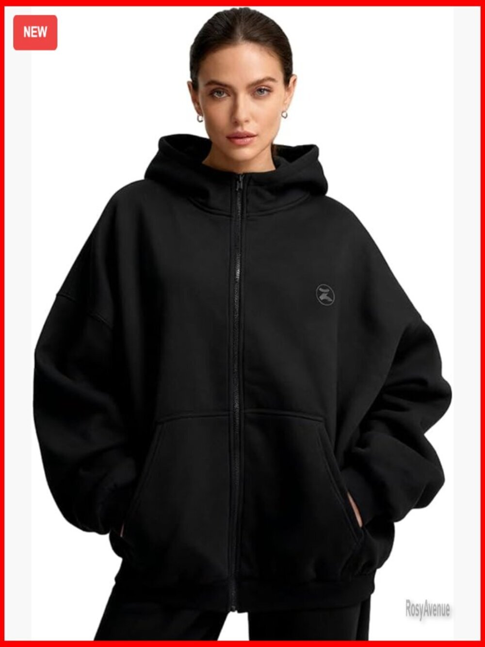 Oversized Zip Up Hoodie Sweatshirt Fleece Long Sleeve Y2k